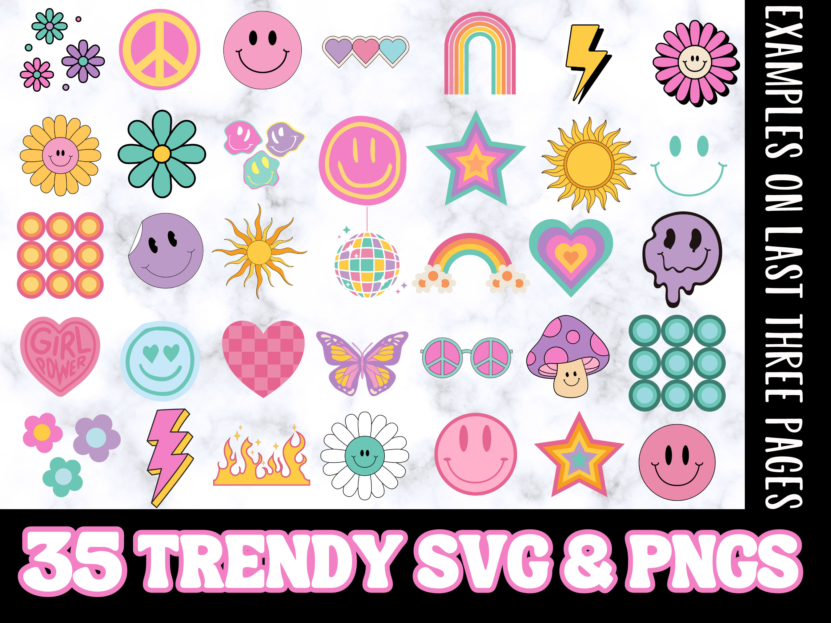 Happy Face SVG, Retro SVG, Groovy SVG, Daisy Flower Svg, Trendy Clipart Cricut Silhouette png, Hippie Boho svg, Retro Shirt