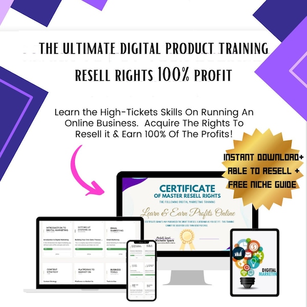 Master Resell Rights Learn & Earn Digital Marketing Training Course, Resell For 100% profit