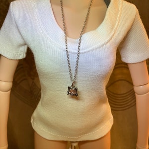 Pink Cat Gemstone Pendant Necklace for Smart Doll, Dollfie Dream, BJD SD13