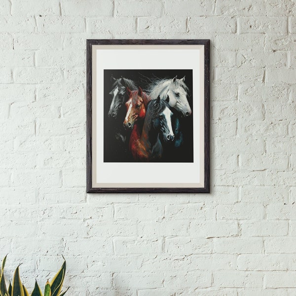 Horses of a Different Color | Instant Digital Download | Printable Art | Wall Art | Screen Saver |  Four Horses of the Apocalypse