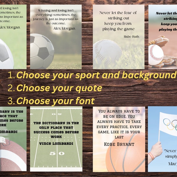 Personalized Custom Sports Quote // Soccer // Football // Baseball // Printable Wall Art // Instant Download