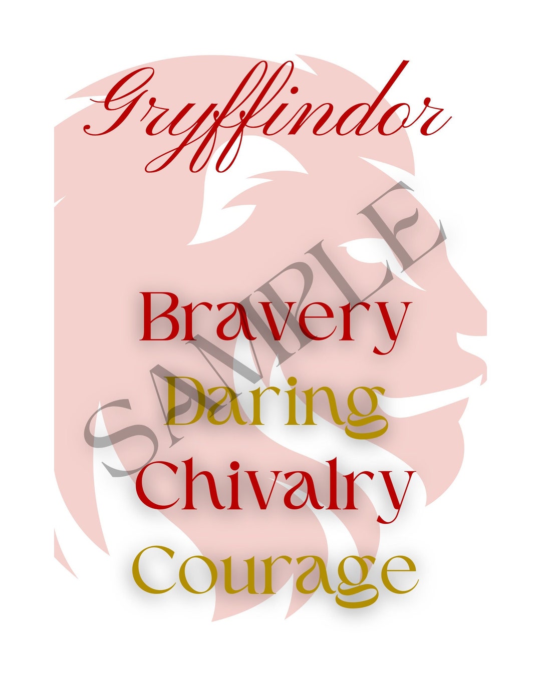 Gryffindor Traits Sign / Printable Wall Art / Digital Design / Digital