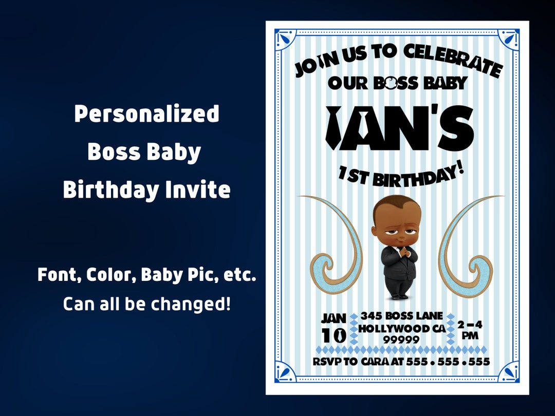 EDITABLE Boss Baby Boy Birthday Invitation // Thank You Gift Tags