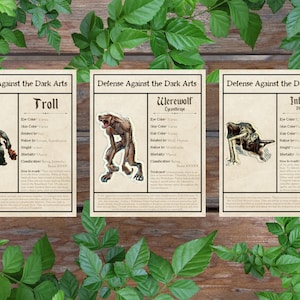 Verdediging tegen de Dark Arts Creatures Chart Series 3 // Instant Download // Printable Wall Art