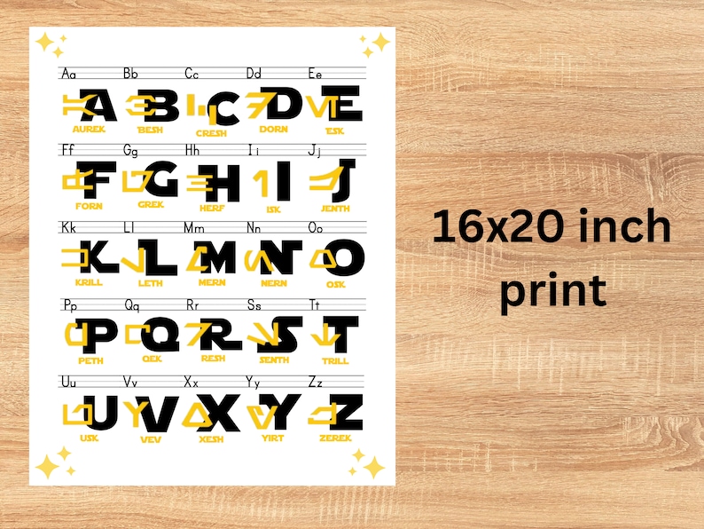 Star Wars Aurebesh Galactic Alphabet Poster Prints // Printable ...