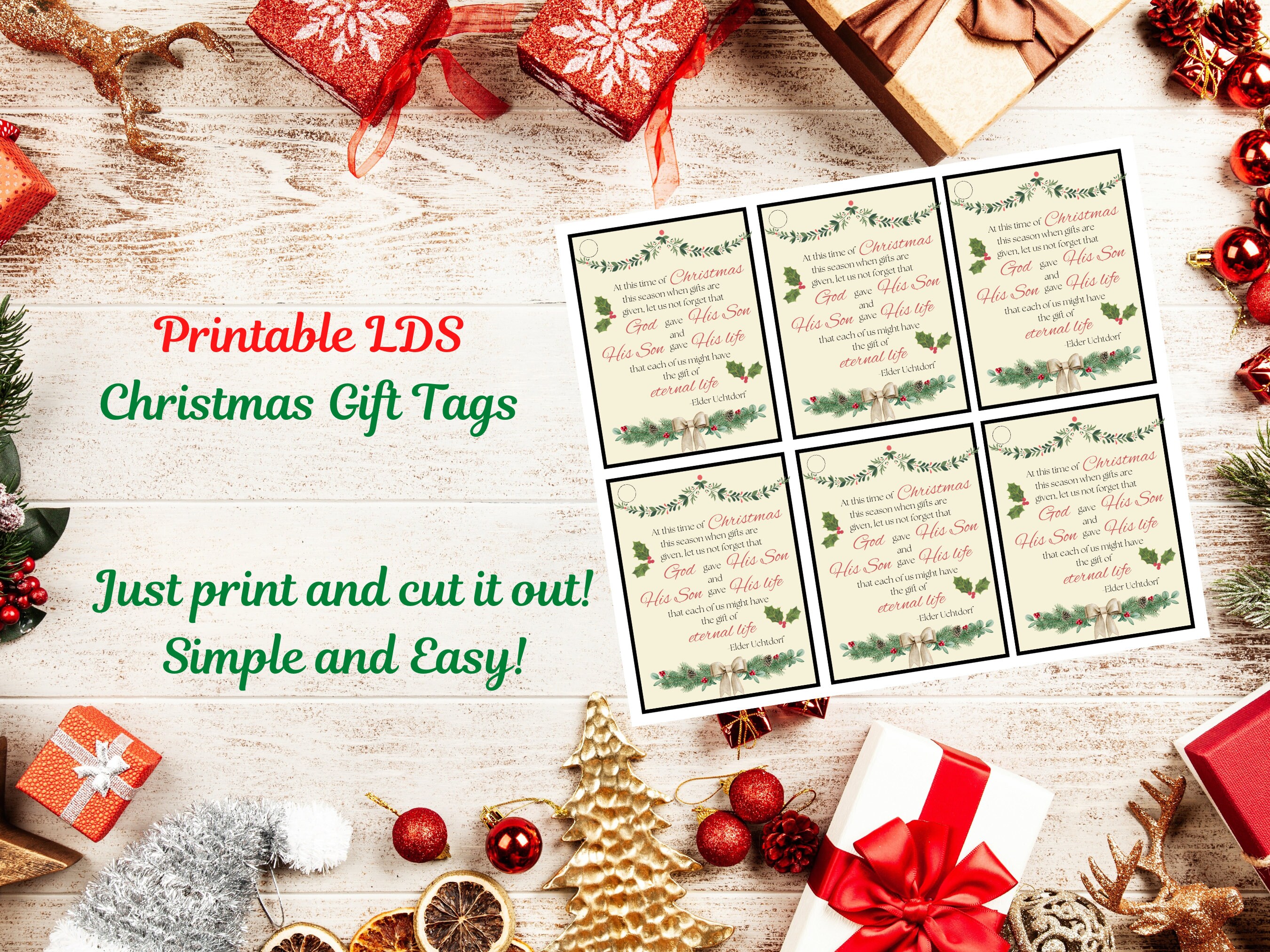 LDS Christmas Quote Gift Tag Printable // Uchtdorf // Monson // Instant ...