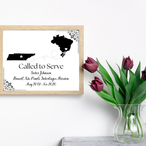 Called to Serve Personalized Missionary Map // LDS Mission // Printable Wall Art // Instant Download