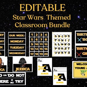 EDITABLE // Personalized Star Wars Theme Classroom Bundle // Instant Download // Printable