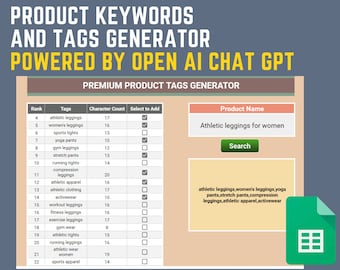 Product Tags and Listing Keywords Generator Powered by Open AI - The Ultimate Tool for SEO Optimized  Results