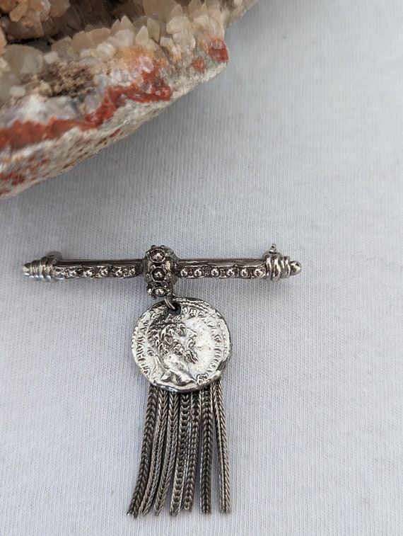 Roman Coin Brooch, Ancient Coin Brooch, Roman Coi… - image 1
