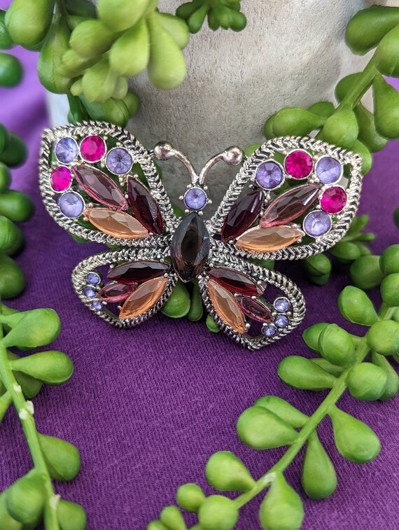 Large Jeweled Butterfly Brooch, butterfly pin, Lar