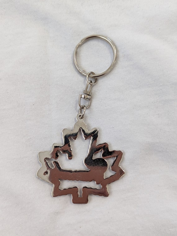 Canada Maple Leaf Keychain, red bejeweled maple l… - image 2