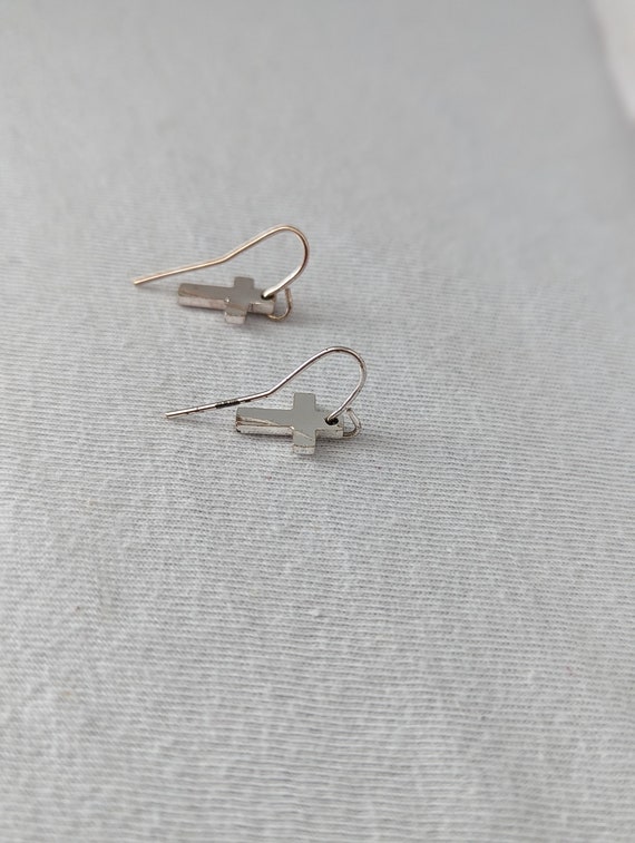 Small cross earrings, small dangle cross earrings… - image 6