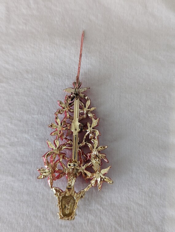 Poinsettia Christmas tree pin brooch, Christmas t… - image 4
