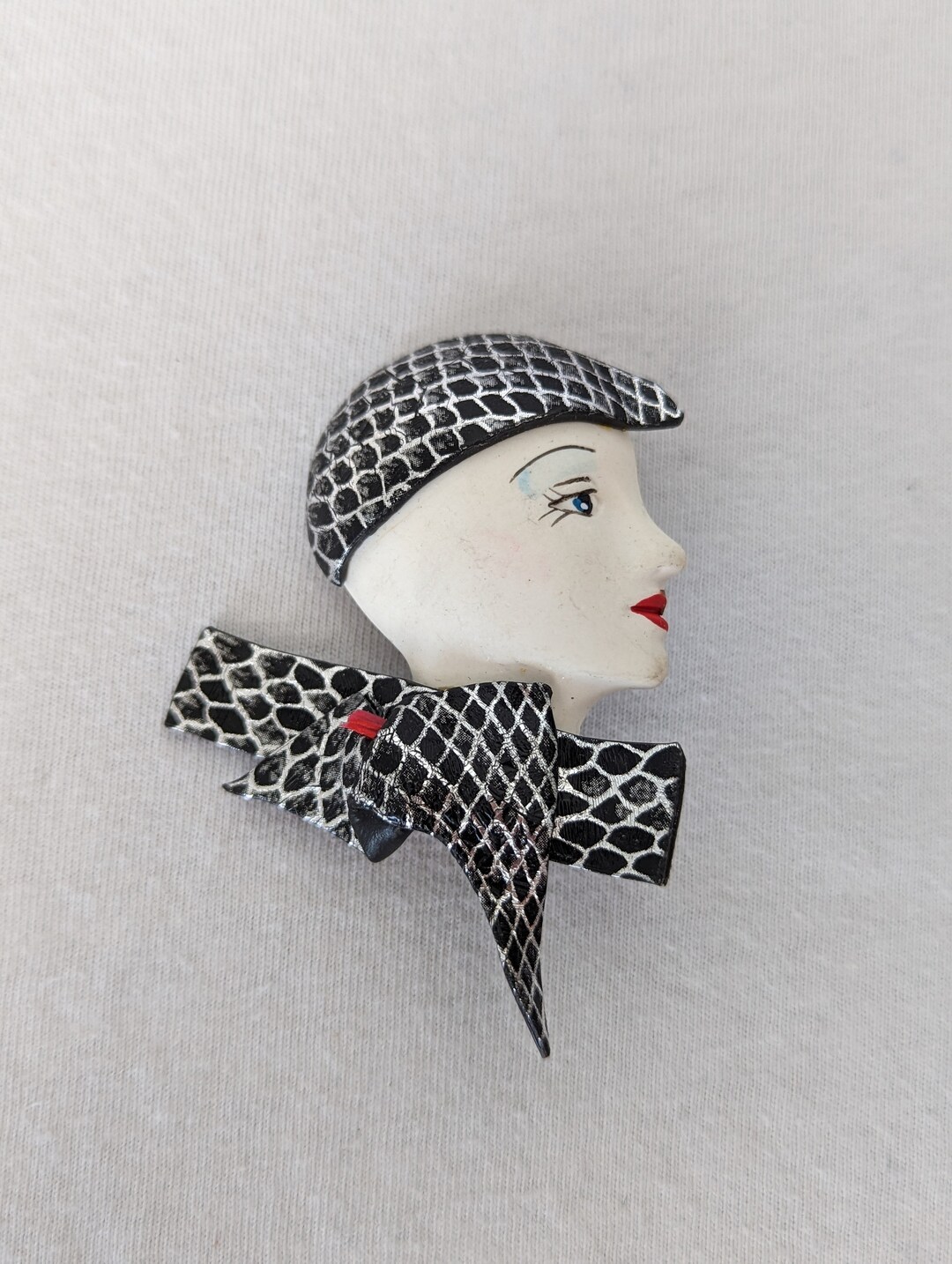 Vintage Face Brooch Pin Lady Face Brooch Pin Black and White Etsy