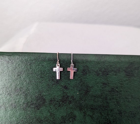 Small cross earrings, small dangle cross earrings… - image 2