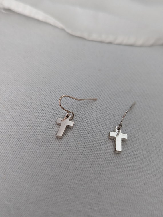 Small cross earrings, small dangle cross earrings… - image 3