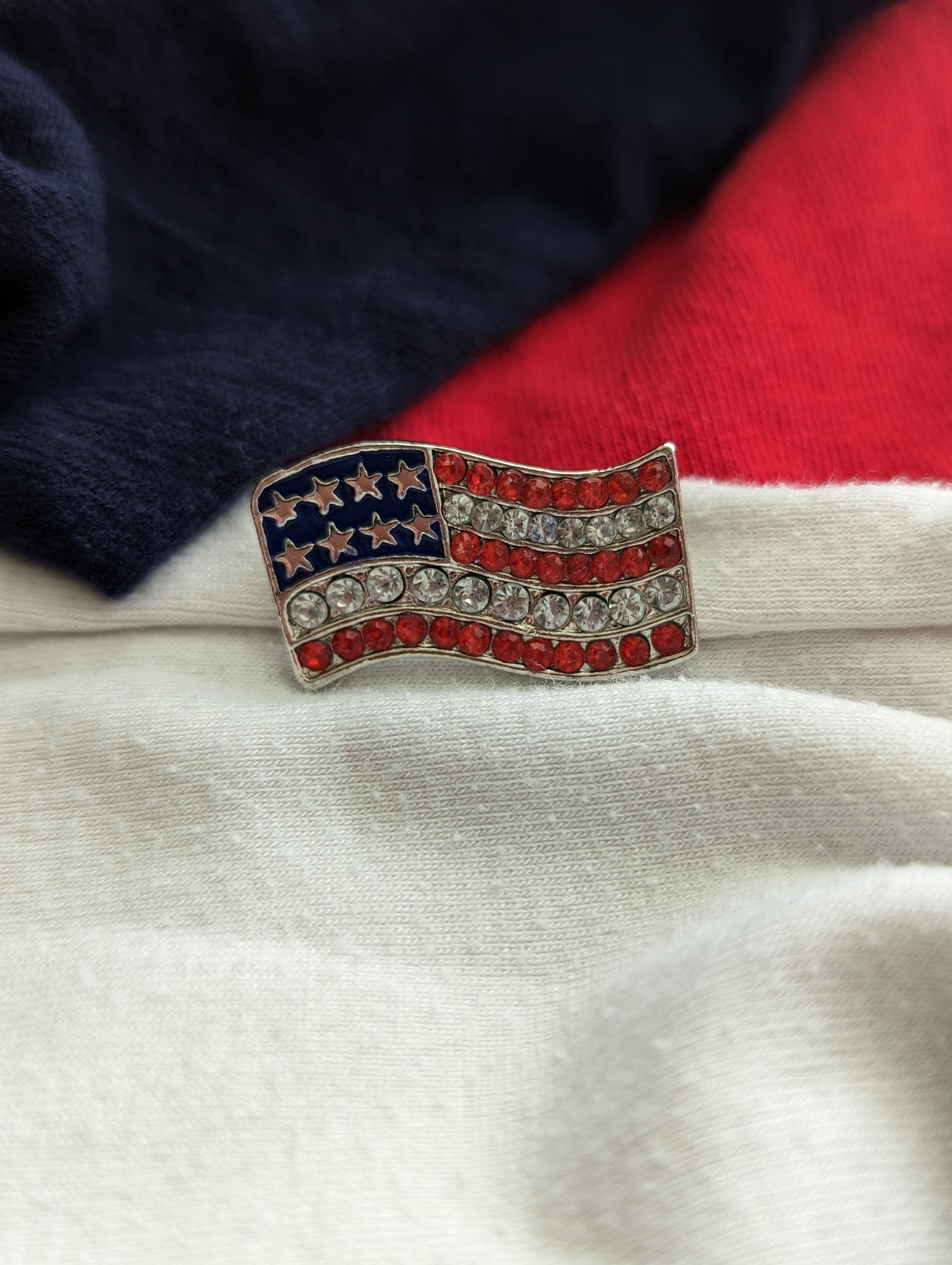 American Flag Pin, Rhinestone American Flag Pin, 4th of July Pin ...