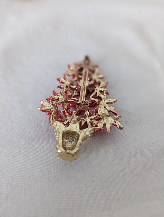 Poinsettia Christmas tree pin brooch, Christmas t… - image 3