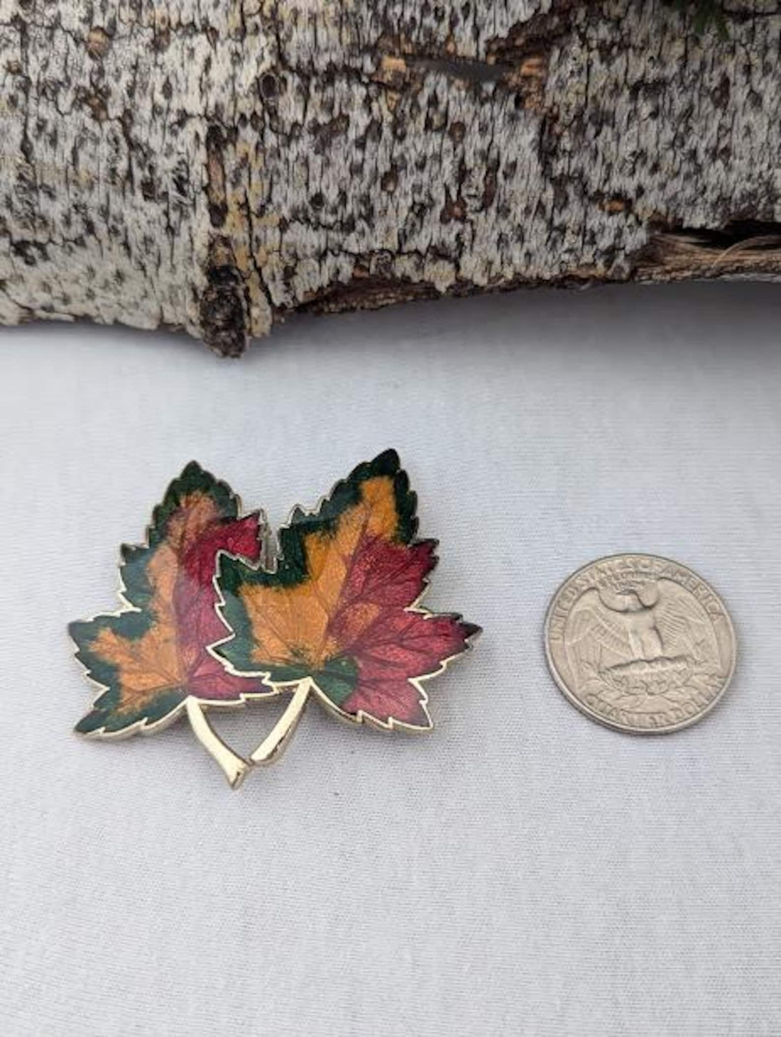 Fall Leaf Pin, Vintage Fall Maple Leaves Pin, Double Fall Maple Leaves ...