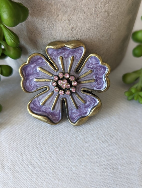 Purple flower brooch, Purple Flower Pin Brooch Wi… - image 1