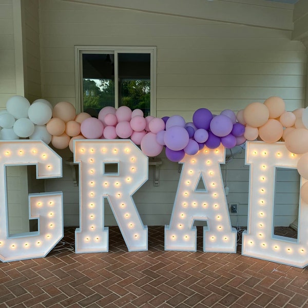 4 ft large wooden marquee letters with lights bulbs