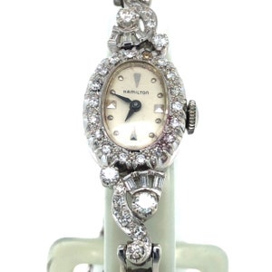 Vintage Hamilton Art Deco 14KW Diamond Ladies Wrist Watch