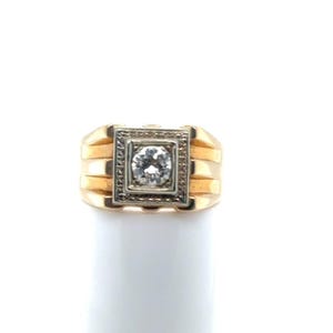 Vintage 14k Yellow Gold natural Diamond Ring -14KT Yellow Gold Men’s Diamond Ring Men’s Estate Jewelry   Ring   1960