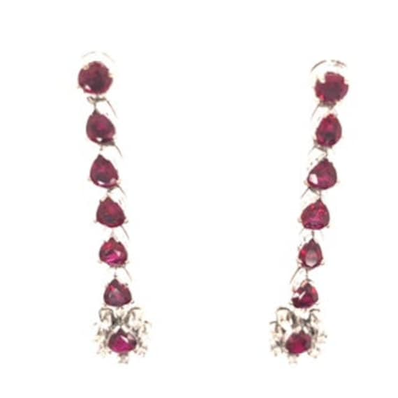 Vintage 10k Gold Ruby Earrings, Old European cut … - image 1