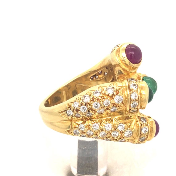 Pre-owned Double Bypass Ring 18Kt Gold with 3.80 … - image 4