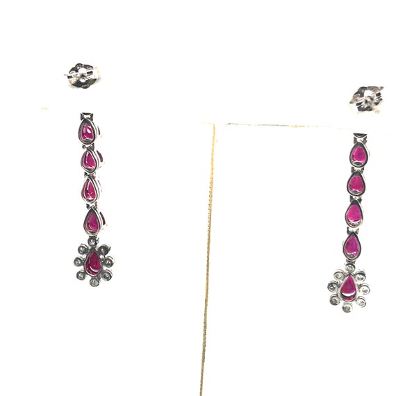 Vintage 10k Gold Ruby Earrings, Old European cut … - image 4