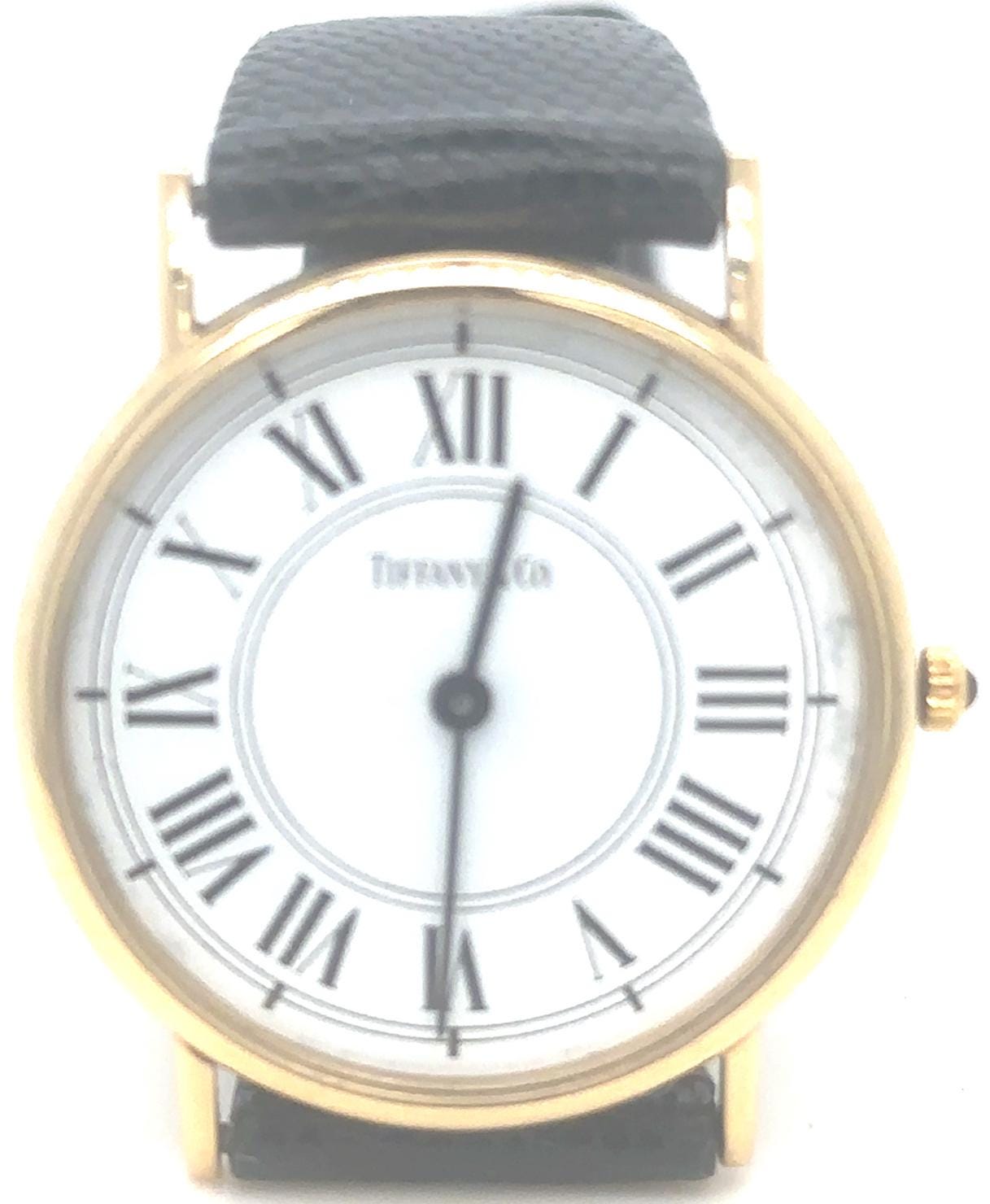 Vintage Tiffany &co 14 K Yellow Gold Classic Round White Roman 