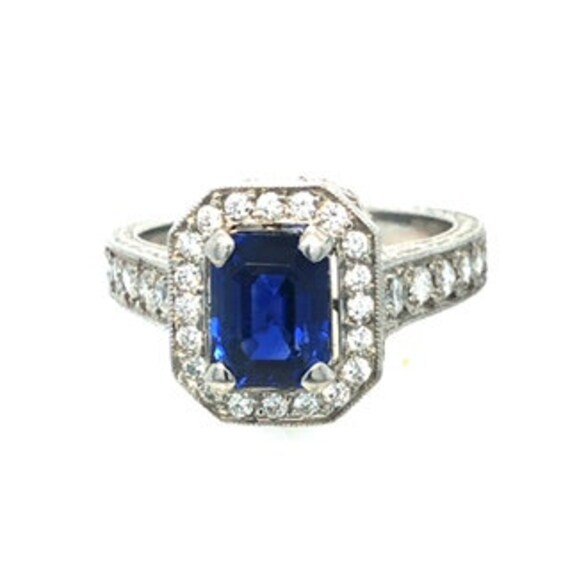 Jewelry.Platinum natural Royal Blue ceylon Sapphi… - image 4