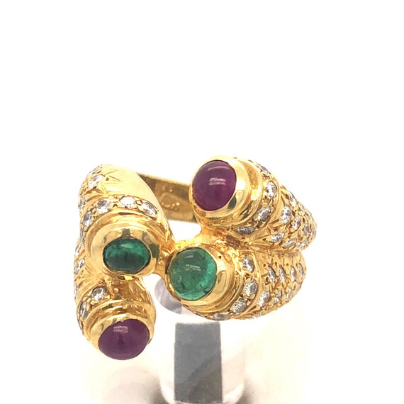 Pre-owned Double Bypass Ring 18Kt Gold with 3.80 … - image 5