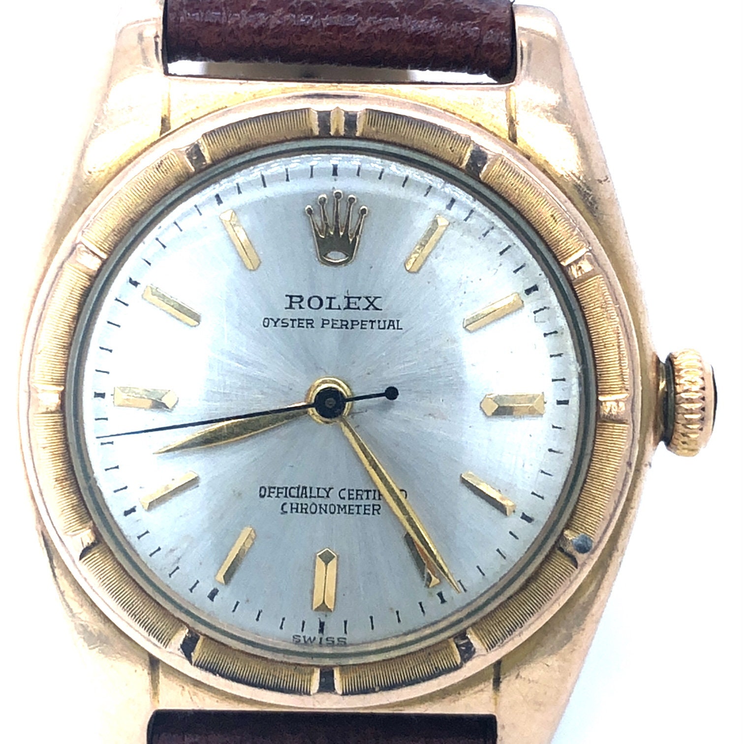 1949 Vintage Rolex Bubble Back Chronometer 5015 Oyster Perpetual 14k Rose Gold 32mm Watch Etsy