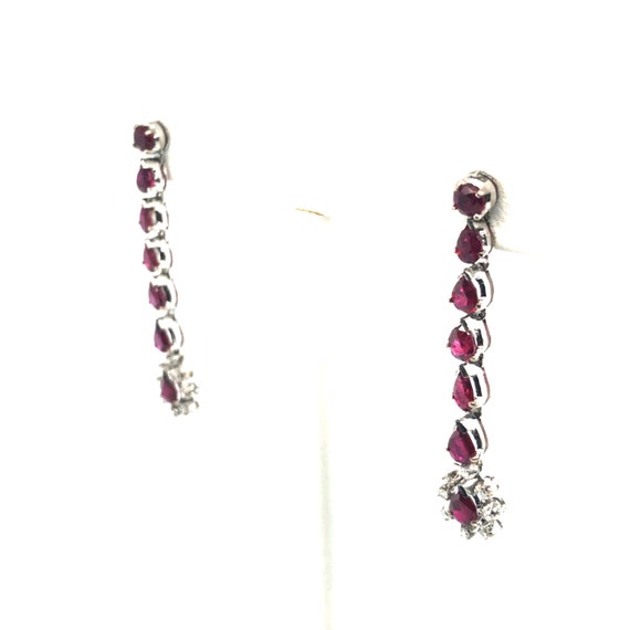 Vintage 10k Gold Ruby Earrings, Old European cut … - image 3