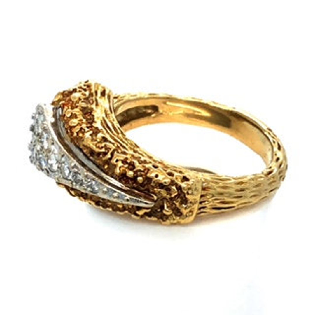 Vintage Snake Diamond Ring in 18k Yellow and White Solid Gold - Etsy
