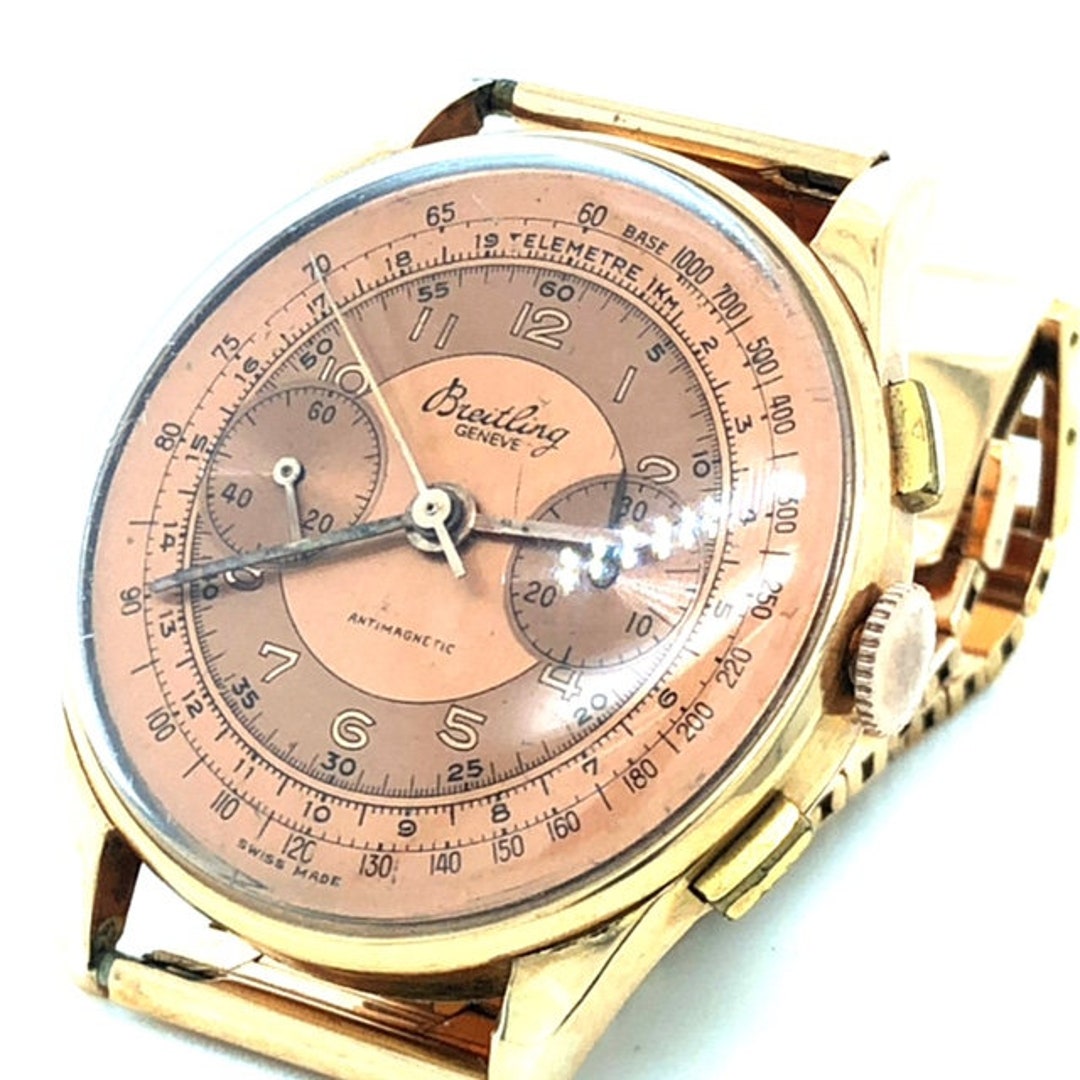 Buy Breitling Geneva 18k Rose Gold Chronograph Vintage Antimagnetic Manual  Winding Watch Online in India