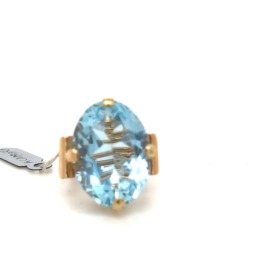 Bague Vintage Tourbillon En Pierre Bleu Ciel Style Aigue-marine – Réglable, Anciennement Argentée