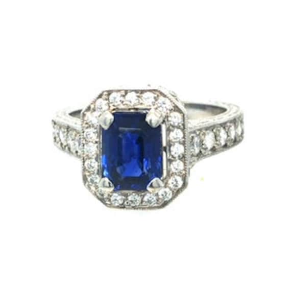 Jewelry.Platinum natural Royal Blue ceylon Sapphi… - image 1