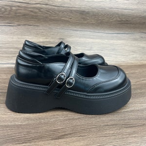 Mary Jane, campus, small leather shoes, black Mary Jane, thick soled shoes, JK shoes image 7