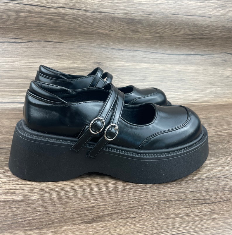 Mary Jane, campus, small leather shoes, black Mary Jane, thick soled shoes, JK shoes image 7