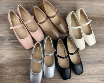 Damenschuhe, flache Schuhe, Mary Jane-Schuhe, Freizeitschuhe, silberne Mary Jane-Schuhe, schwarze Mary Jane-Schuhe
