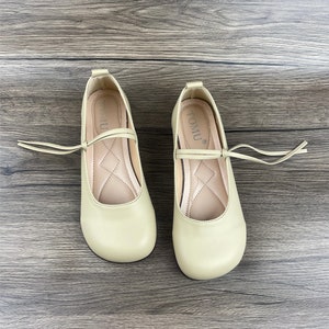 Scarpe a punta squadrata, scarpe da donna, scarpe Mary Jane, scarpe vintage, scarpe basse Apricot