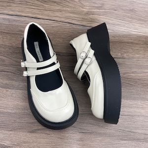 Mary Jane, campus, small leather shoes, black Mary Jane, thick soled shoes, JK shoes image 6