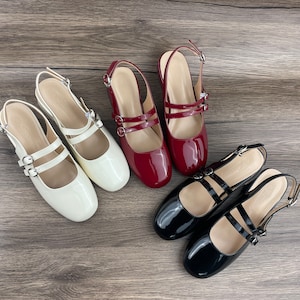 Chaussures Mary Jane, chaussures vintage, sandales, chaussures pour femmes, chaussures rouges, chaussures noires, Mary Jane beige image 1