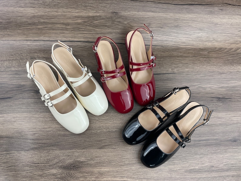 Chaussures Mary Jane, chaussures vintage, sandales, chaussures pour femmes, chaussures rouges, chaussures noires, Mary Jane beige image 1