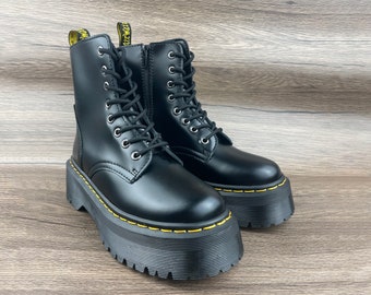 Women's boots, Knight's boots, Motorcycle boots, Thick soled boots, Martin boots, Side zipper