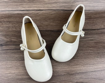 Pearl shoes, women's shoes, Chinese shoes, wedding shoes, bride's shoes, Mary Jane