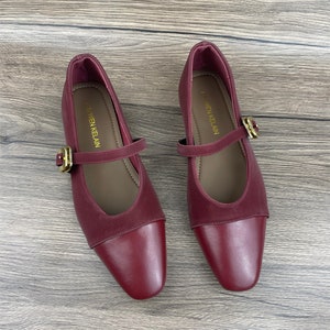 Women's shoes, retro shoes, Mary Jane women's shoes, flat shoes, red Mary Jane, black Mary Jane, small fragrant style Red